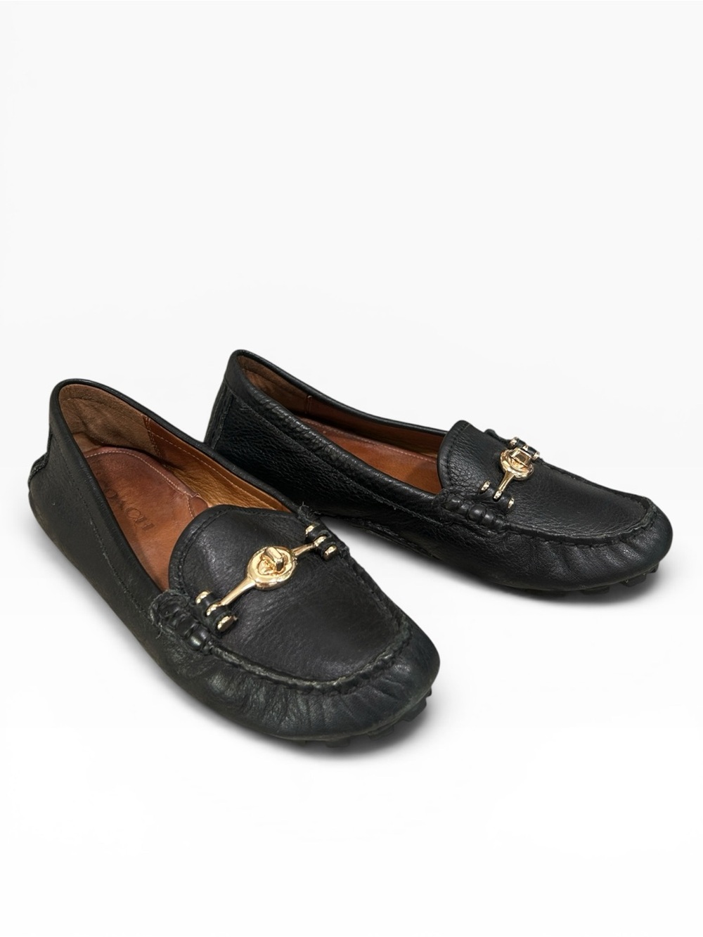 Coach Arlene Turnlock Driving Moccasins Loafers Black Pebble Leather Size 6 - Picture 10 of 10